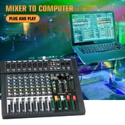 Depusheng FG8 Professional Audio Mixer 8 Channel Mixing Console MP3 Input, 48V Phantom Power,Black Bluetooth USB Audio Mixer for PC