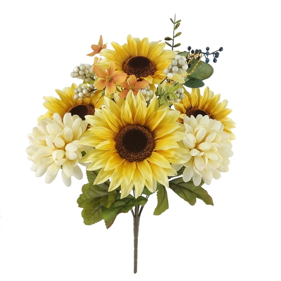 Mainstays Indoor 19 inch Artificial Polyester Sunflower Bouquet, Yellow Color