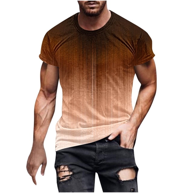 Camisetas de Manga Larga para Hombres Imprimir Camiseta de Cuello Redondo, Top de Manga Corta Casual para la Primavera Y el Verano