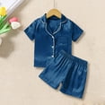 thumbnail image 2 of XXWXYD Toddler Boys Girls 2-Piece Pajama Set Short Sleeve Button Down Shirt and Shorts Sleepwear 𝖫oungewear Comfort Outfit for Summer Playtime, 2 of 9