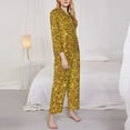 thumbnail image 3 of Honeii Gold Glitter print Women's Pajama Sets Long Sleeve Button Down Sleepwear Nightwear Soft Pjs Lounge Sets-Medium, 3 of 7