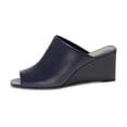 thumbnail image 2 of YDN Women Comfortable Peep Toe Slipper Pumps Slip On Wedge High Heels Backless Sandals Office Causal Slide Shoes Size 6 Navy, 2 of 4