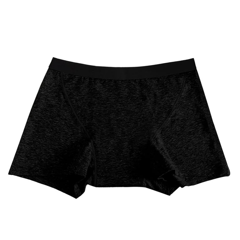 Female Solid Period Panties Boy Shorts Black Underwear XXXXL