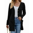 thumbnail image 3 of Women'S 2025 Fall Fashion Cardigan Soft Knit Cardigan for Women Long Sleeve Open Front Coat with Pockets Black XL, 3 of 9