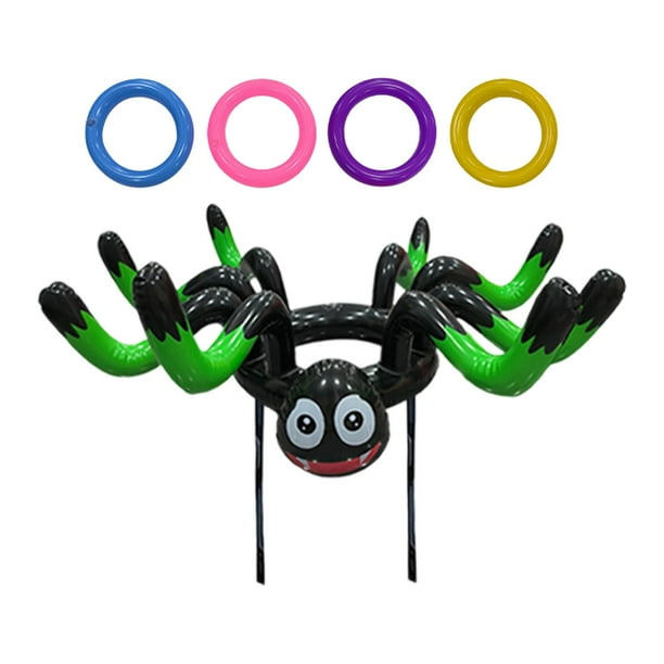 Juego de lanzamiento de Halloween, sombrero de araña inflable, actividad familiar, lanzamiento de PVC, construcción fácil de usar, correa para la barb Verde