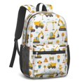 thumbnail image 2 of Excavator and Cartoon Character White 17" School Backpacks for Teens,Waterproof Oxford Fabric,S-Shape Padded Straps for School,Travel,Hiking,Camping, 2 of 6