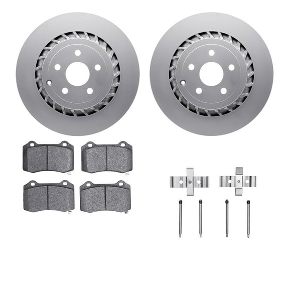 Dynamic Friction Company Rear Geospec Brake Rotors with 5000 Advanced Brake Pads includes Hardware 4512-47099
