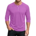 thumbnail image 1 of HAiming Men's 3/4 Sleeve Shirt Pullover Button Stretch T-Shirt Casual Sport Athletic Solid Color Basic Tee Tops, 1 of 5