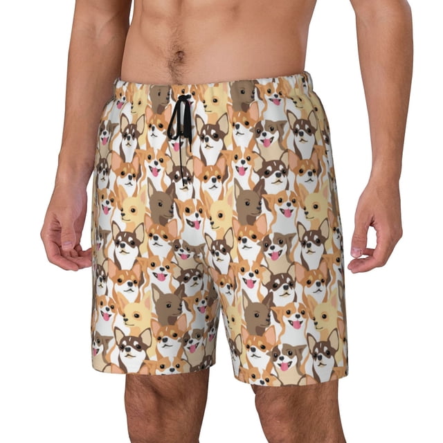 Lsque Cute Puppy Pattern Mens Swim Trunks- Bathing Suit Compression Liner - Beach Swim Shorts Swimwear - (S-3XL) - Stretch Quick Dry-3X-Large