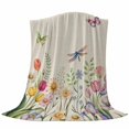 thumbnail image 6 of Wildflowers Blanket Soft Cozy Warm Throw Blanket for Couch, Plush Fuzzy Flannel Fleece Blankets for Sofa, Spring Vintage Tulip Butterfly Floral Leaf Bed Blankets Lightweight Gifts for Women, 40"x60", 6 of 9