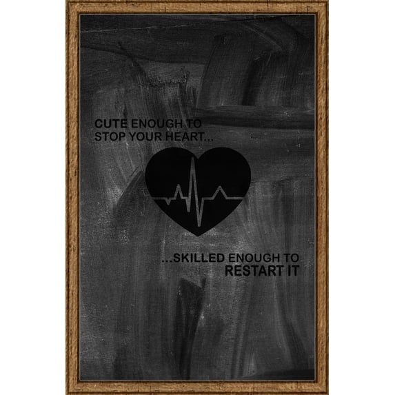 Cute Enough to Stop Your Heart Skilled to Restart It Medical Work Tin Sign Chalk Board Wall Art Decor Funny Gift 12 x 18 Inch