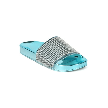 

MACKINJ HH07 Women Metallic Rhinestone Molded Footbed Slide
