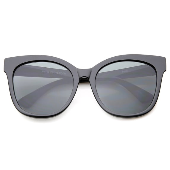 sunglassLA - Women's Horn Rimmed Square Flat Lens Oversize Cat Eye Sunglasses - 57mm