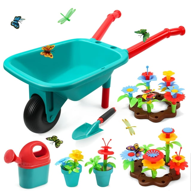 Juego de herramientas de jardinería CUTE STONE Kids con carretilla y regadera