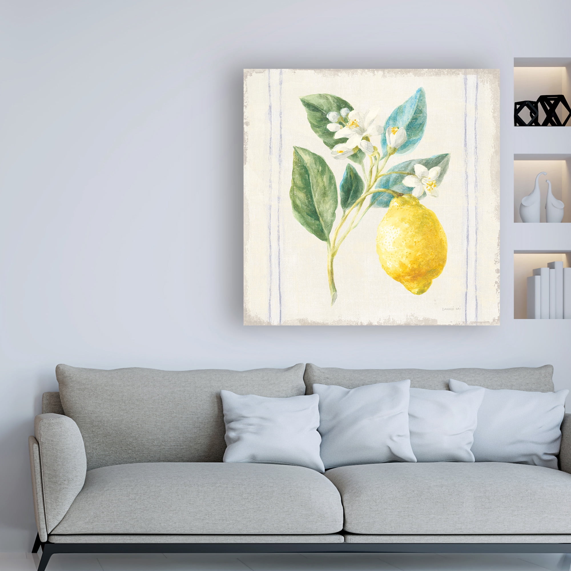 Trademark Fine Art 'Flour sack Lemons I Sq Navy' Canvas Art by Danhui Nai
