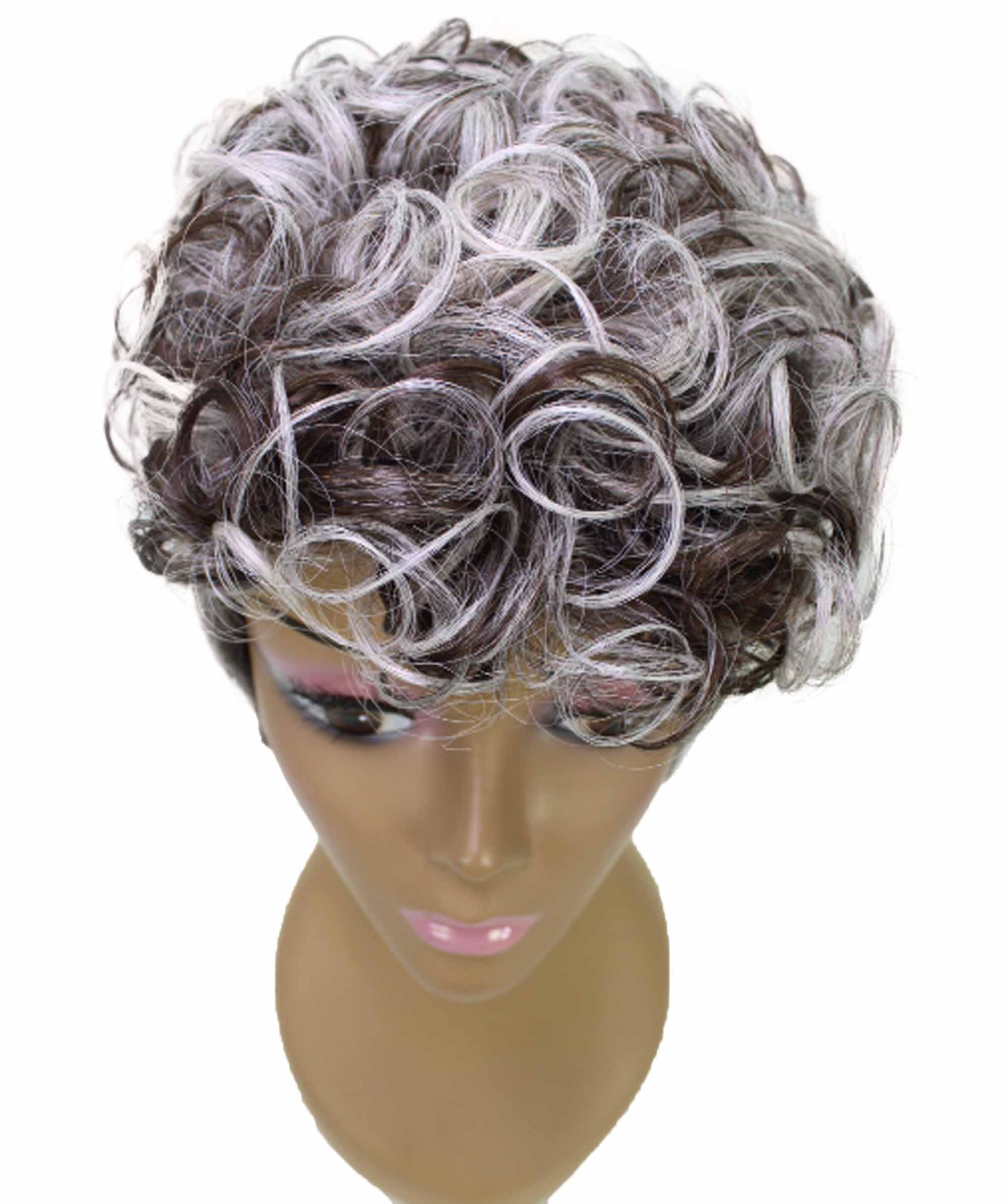 LUXLUXE Sydney Curly Layer 10 in Long Full Wig Full Cap Wig, Heat Resistant Fibers, Charcoal Mixed Gray