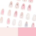 thumbnail image 4 of Uñas postizas press on LPOODDNU 3D hechas a mano, tamaño mediano, almendra, rosa, 4 of 7