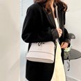 thumbnail image 2 of Qarigey Bolso de hombro de cuero para mujer, cartera de Color sólido, bolsas de almacenamiento para interiores y exteriores, bolsos de compras, festival Bolsas de mensajero y de hombro gris, 2 of 7