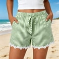thumbnail image 2 of Oksale Womens Striped Shorts with Pockets Pull On Lace Trim Summer Shorts Drawstring Elastic Waisted Boxer Shorts Green 3XL, 2 of 8