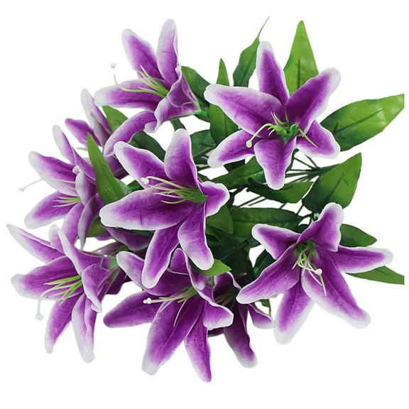 Easter Lily Bouquet 10 Head Lily Bouquet With Stem Flowers Lily Vase Wedding Home Decor Flowers for Easter Party Supplies Easter Gifts 45cm