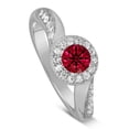 thumbnail image 2 of Antique Designer 1.75 Carat Round Shape Red Ruby Moissanite Diamond Engagement Ring for Her in 10k White Gold, 2 of 4