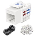 thumbnail image 1 of Cable Matters [UL Listed] 25-Pack 10Gbps Cat6 Keystone Jacks, RJ45 Keystone Jack, Ethernet Keystone Jack in White with Keystone Punch-Down Stand for Patch Panel and Wall Plate, 1 of 8