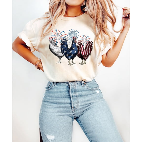 USA Fourth of July Shirt, Funny America Chicken Tee, Patriotic Flag T-Shirt, Memorial Day Top, Republican USA Shirt