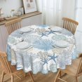 thumbnail image 2 of Summer Coastal Round Tablecloths 60 Inch Blue Ocean Starfish Seashell Table Cloth Wipeable Table Cover Protector Beach Coral Table Covers for Party, Kitchen, Picnic, Dinning, Weddings, 2 of 6
