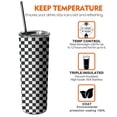 thumbnail image 6 of 20oz Black White Checkered Pattern Skinny Tumblers Stainless Steel Tumbler with Lid and Straw,Vacuum Insulated Double Wall Travel Tumbler Cups with Cleaning Brush for Coffee,Tea, 6 of 6