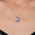 thumbnail image 3 of Gem Stone King 925 Sterling Silver Round White Moissanite 3 Stone Circle Pendant Necklace for Women (0.69 Cttw, Gemstone Birthstone, With 18 inch Chain), 3 of 6