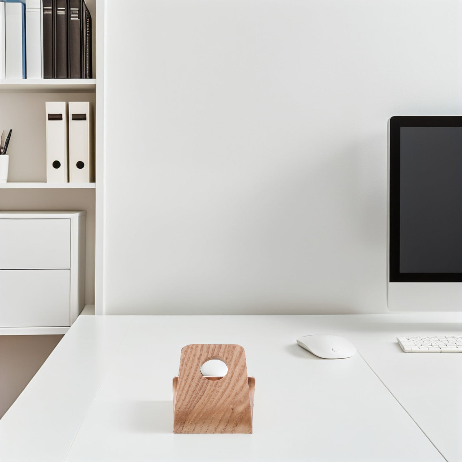 HOOWIFFY Brown Wooden Tablet Stand with Minimalist Design for Desk and Travel Use