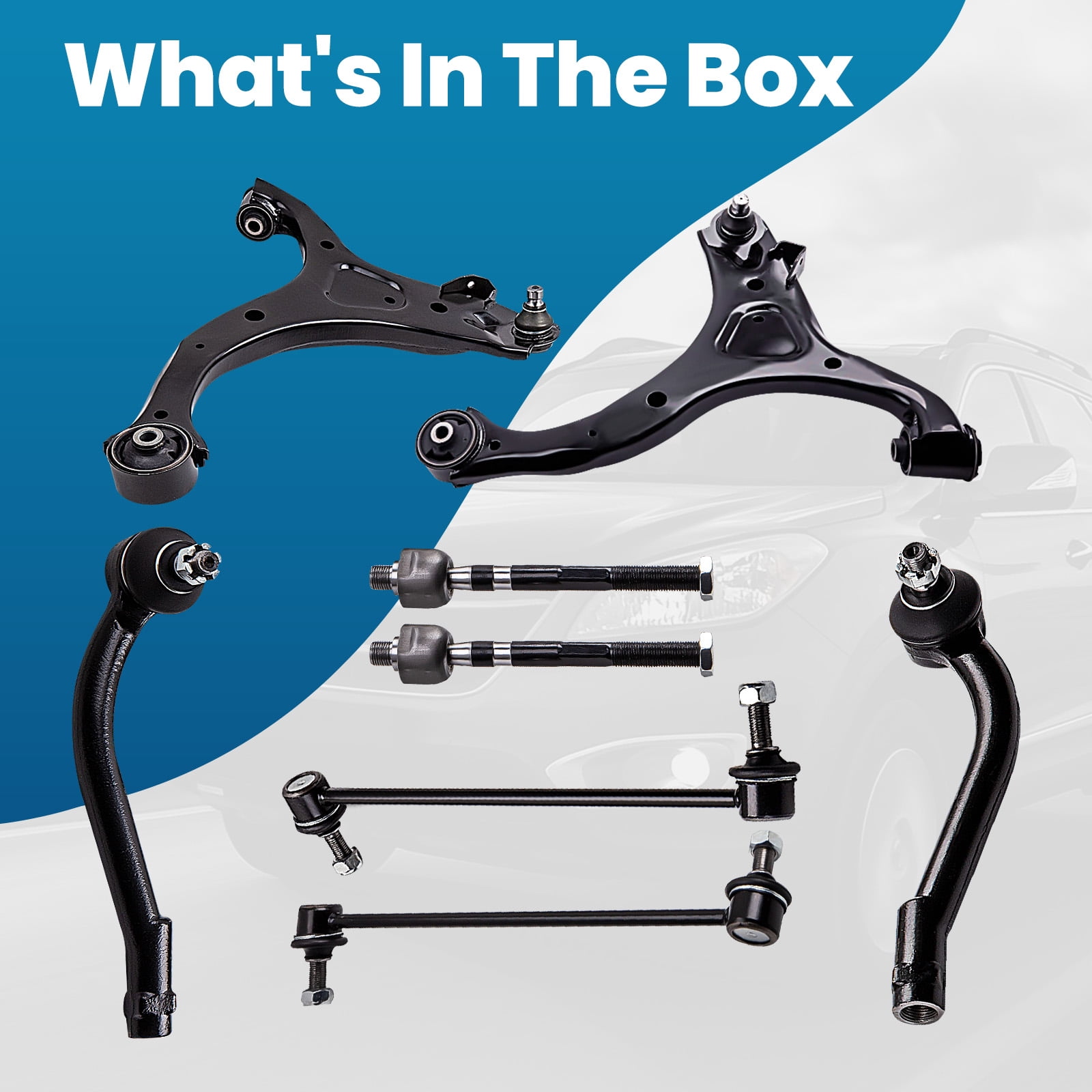 maXpeedingrods 8Pc Front Lower Control Arms for Hyundai Santa Fe 2007-2012 Kia Sorento 2011-2013, Suspension Kit w/Sway Bar Links Outer Inner Tie Rods