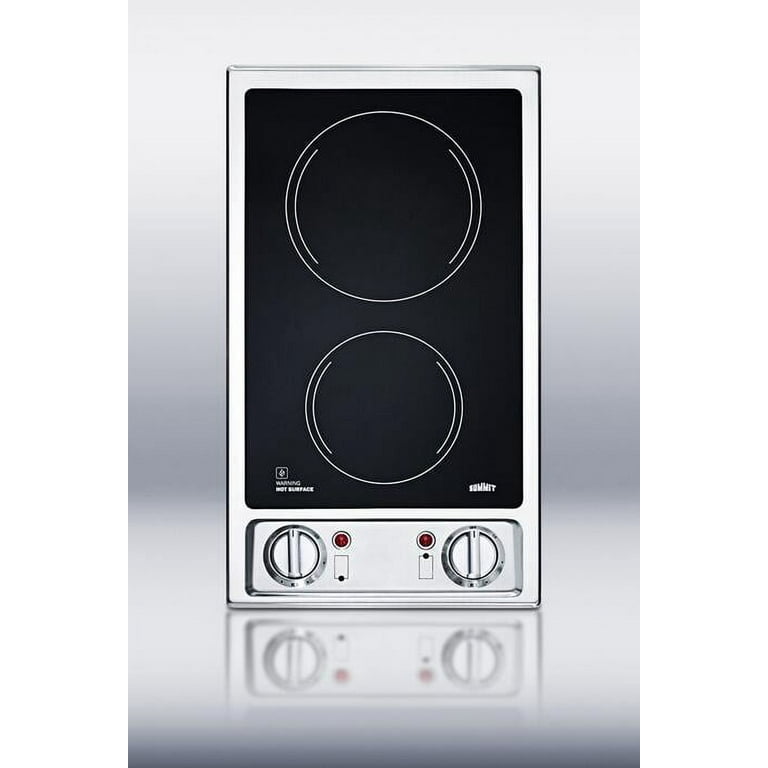 Summit 12 Wide 115V 2-Burner Radiant Cooktop White CR2B120WH