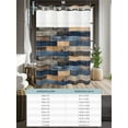 thumbnail image 6 of No Hook Cloth Fabric Shower Curtain with Snap in Liner, Navy Blue Brown Wood Waterproof Shower Curtains Set with See Through Top Window, Farmhouse Vintage Wooden Bath Curtains Shower 72"x72", 6 of 6