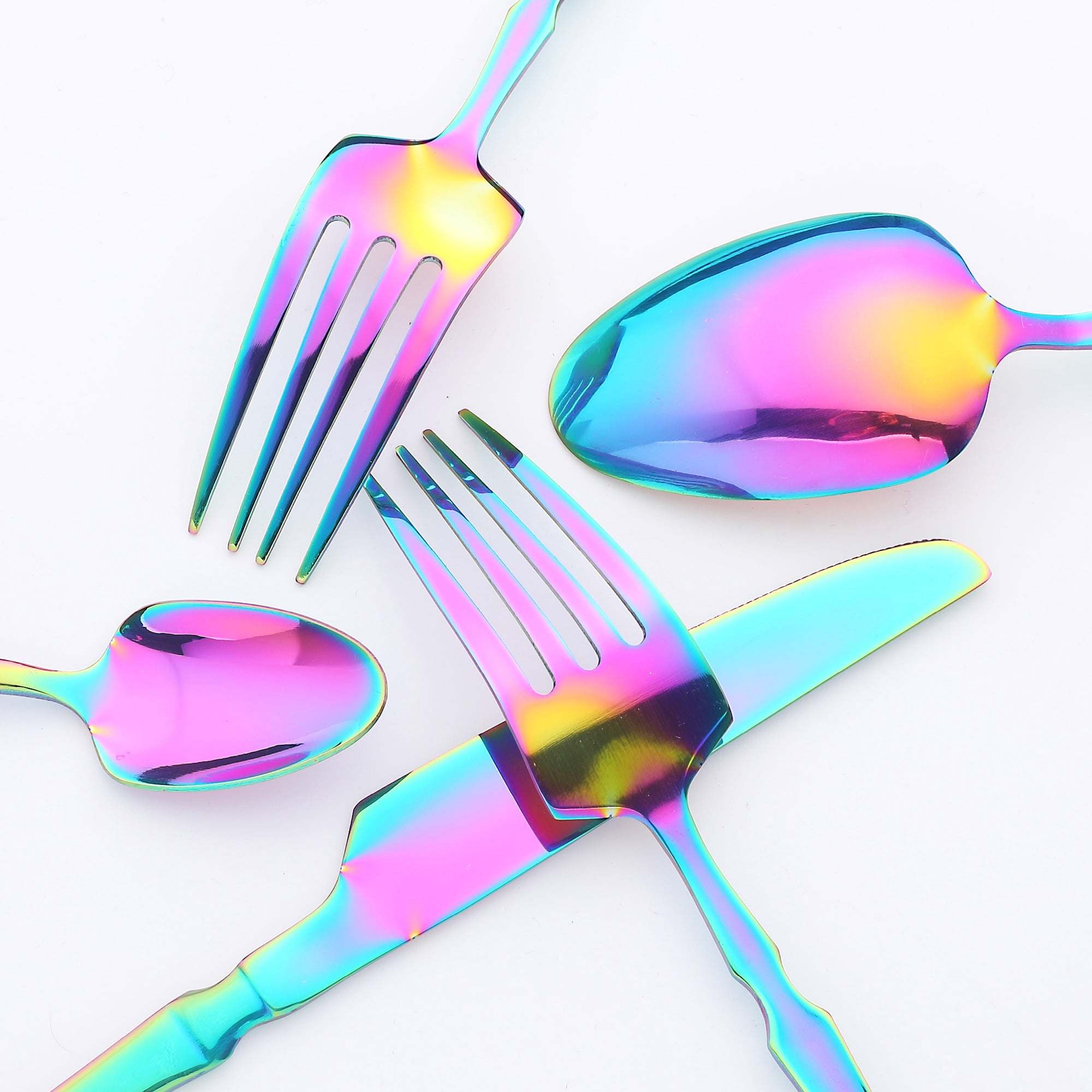 Unique Bargains 16 Pieces Stainless Steel Flatware Set for 4 Colorful