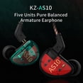 thumbnail image 2 of Auriculares con cable KZ AS 103.5 mm Jack Armadura equilibrada Auriculares deportivos Cable desmontable 2 pines Auriculares estéreo portátiles de viaje Sonido Azul Negro con micrófono Inevent EL005372-03B, 2 of 7