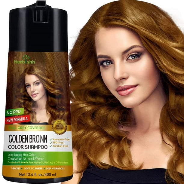 Herbishh Golden Brown Hair Color Shampoo – Enriched Dye Shampoo &  Conditioner- PPD Free 