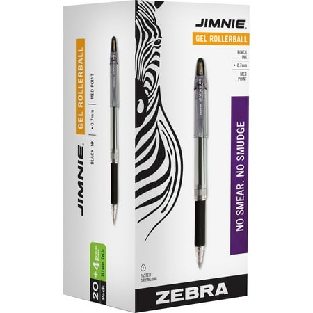 - Zebra Pen, ZEB14410, Jimnie Soft Rubber Grip Gel Rollerball Pens, 24 / Pack,/ Pack