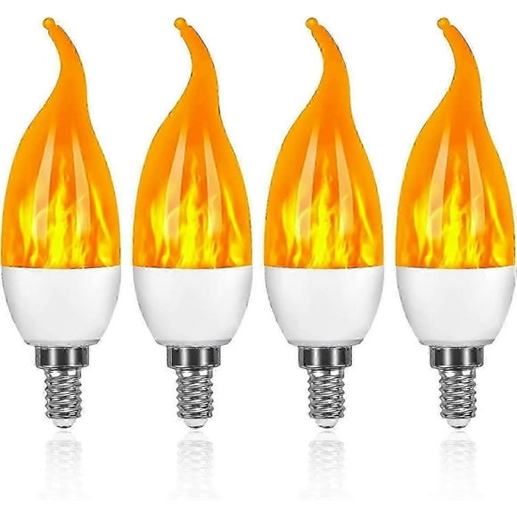 4 Pack 3W E14 LED Light Bulb Flame Effect Light Bulb with 3 Lighting Modes Decorative Light Bulb