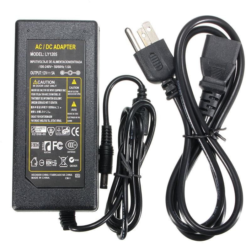 AC to DC Adapter 12V 5A 60W Power Supply CCTV 5050 3528 Flexible LED Strip Light 
