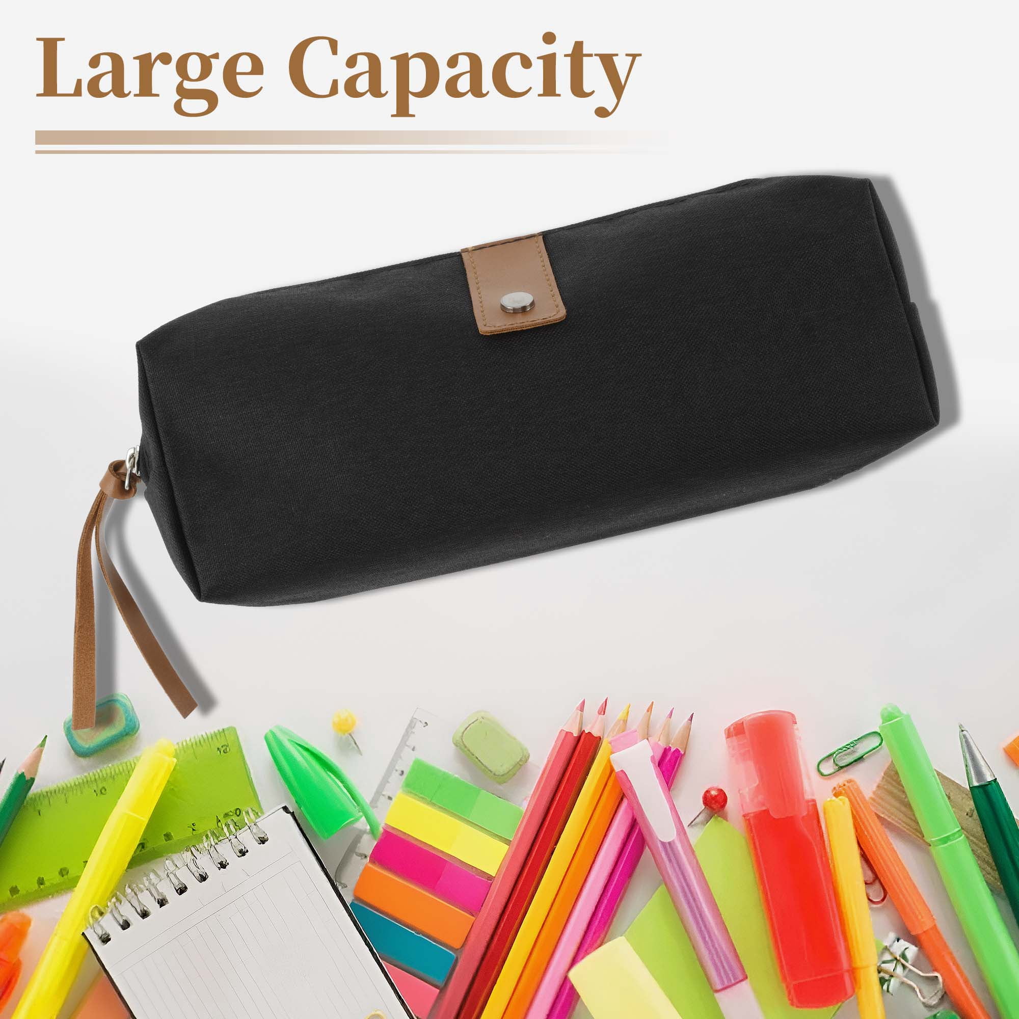 Unique Bargains Snowflake Oxford Style Pencil Pouch with Large Capacity Black