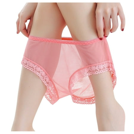 Gunia Women S Lingerie Dating Low Lace Mesh Solid Waist Middle Transparent Underwear For Your Lover Home Wear
