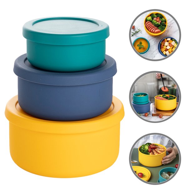 3pcs Silicone Food Storage Container Reusable Airtight Bowls Food