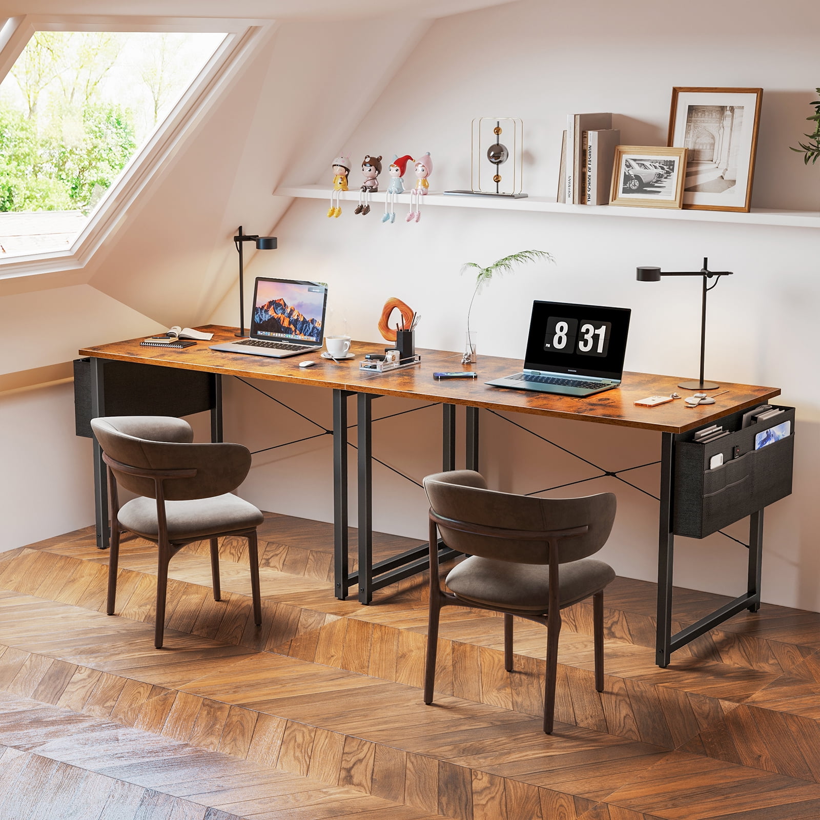 Computer Writing Desk 40 inch, Sturdy Home Office Table, Work Desk with a Storage Bag and Headphone Hook,Vintage