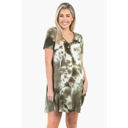 

Women s Maternity Short Sleeve Nightgown with Button Accent