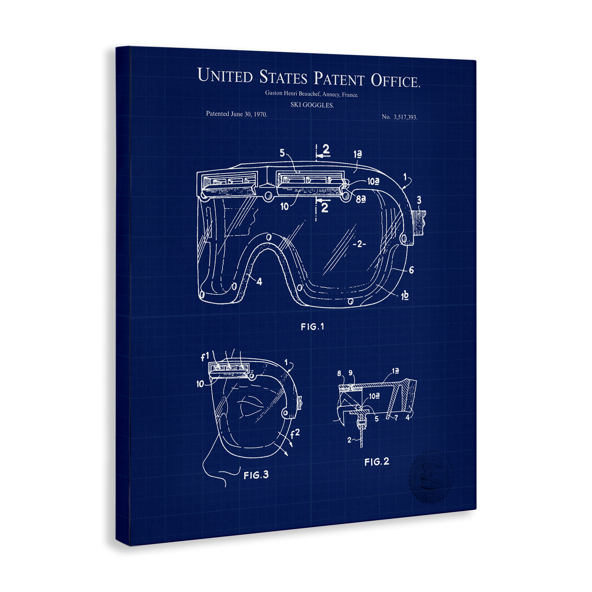 Stupell Industries Ski Goggles Blueprint Sports Painting Gallery Wrapped Canvas Art Print Wall Art, 16 x 20