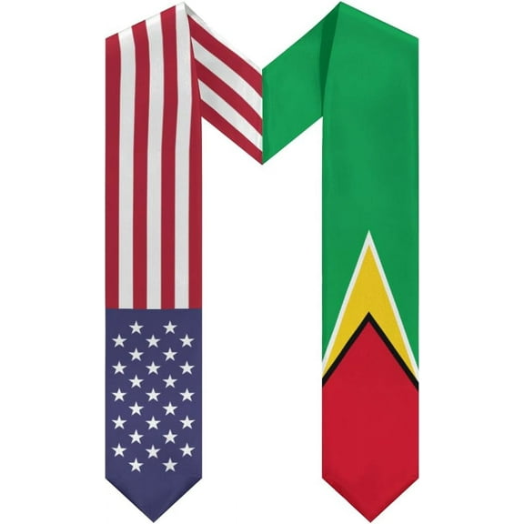 DABOYOZHZH Guyana Mix United States Flag Graduation Stole Sash For Study Aboard International Students