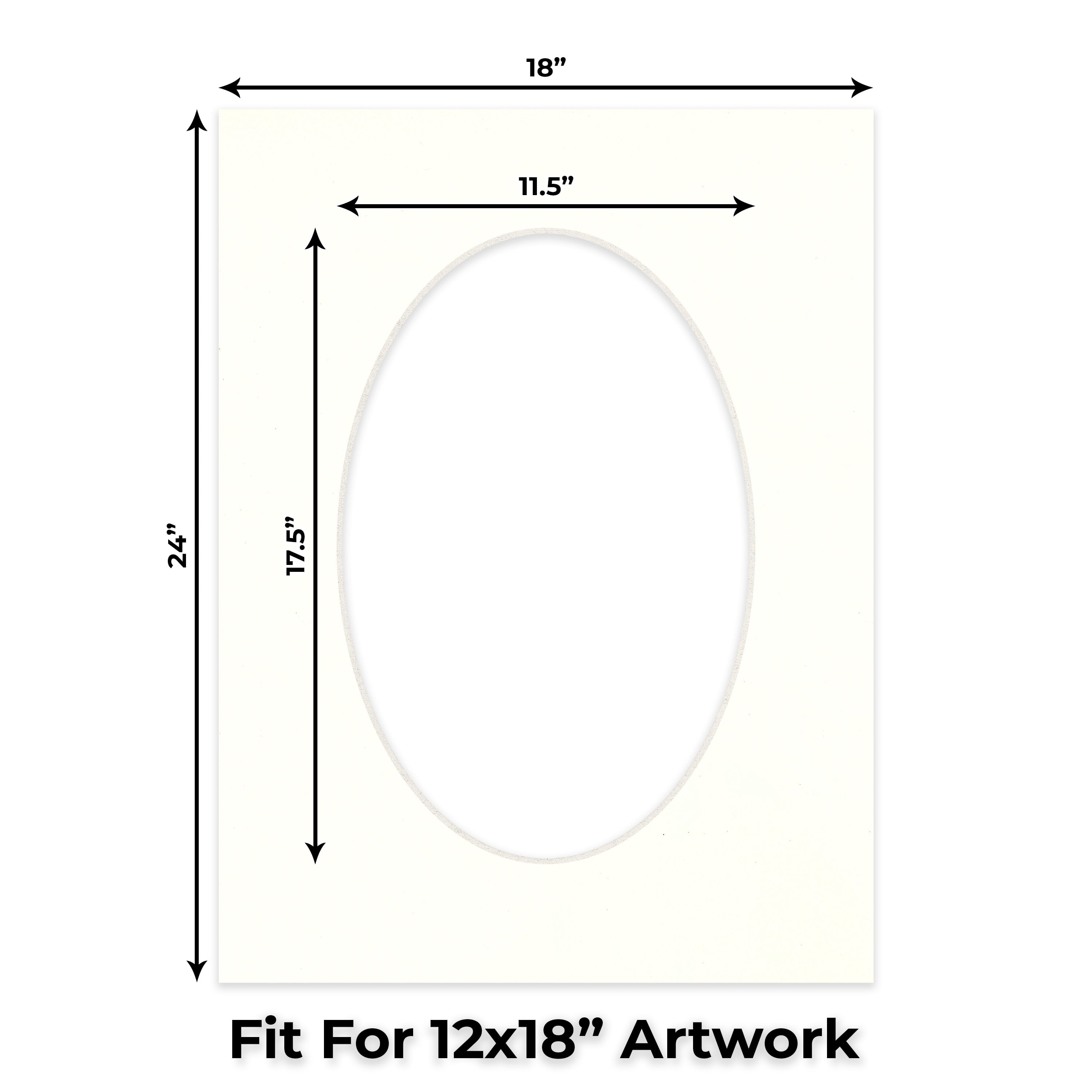Antique White Picture Frame Mat for 18x24 Frames - Oval Opening for 12x18 Photos - 25 Mats