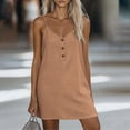 thumbnail image 3 of Pounoo Women's Casual Dresses Sleeveless V Neck Henley Tunic Dress With Buttons Beach Style Comfortable Stretchy Breathable Sundresses Gift, 3 of 8