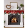 thumbnail image 2 of Red Christmas Fireplace Mantle Scarf, Gnomes Xmas Tree Poinsettia Eucalyptus Mantel Cover Table Runner for Home Living Room Door Window, Indoor Outdoor Holiday Party Decor 17" x 70", 2 of 6